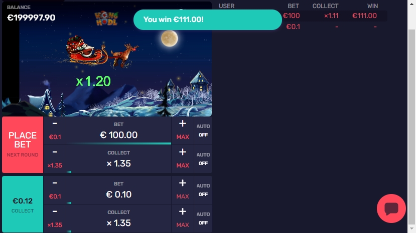 Скриншот выигрыша в 111 евро